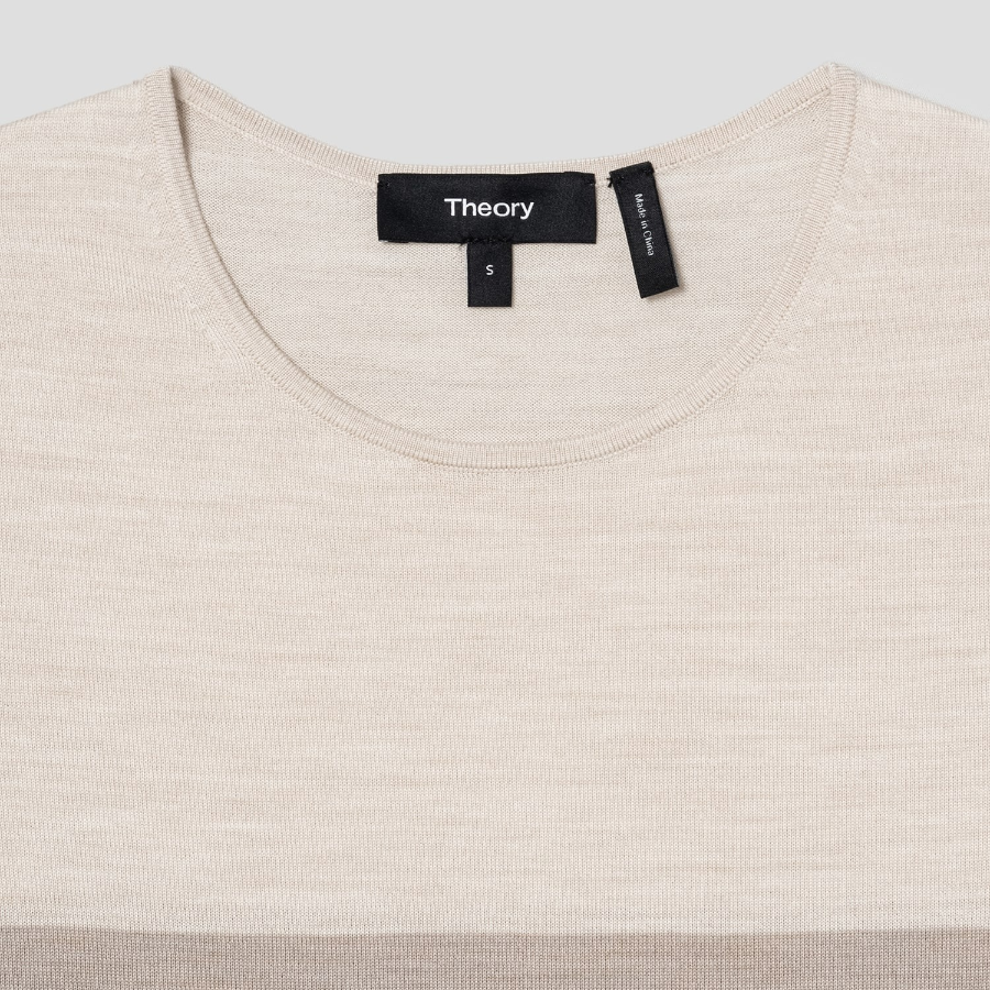 Theory Women Regal Wool Color Block Tee - Pale Sand Multi