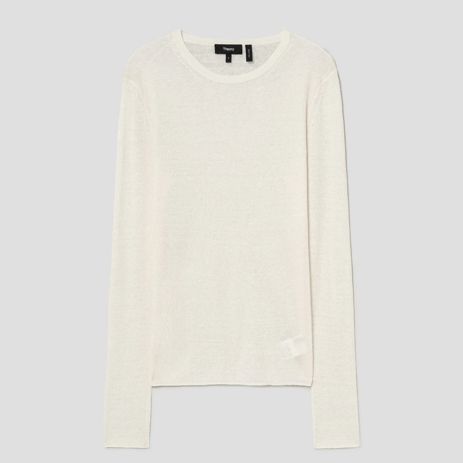 Theory Women Neo Sag Harbor Sheer Rib Pullover - Bone