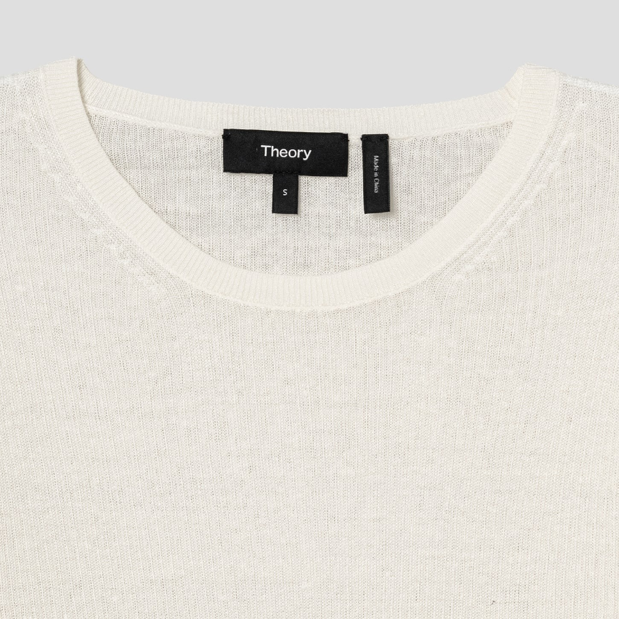 Theory Women Neo Sag Harbor Sheer Rib Pullover - Bone