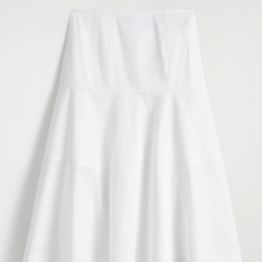COS Panel Cotton Midi Skirt – White
