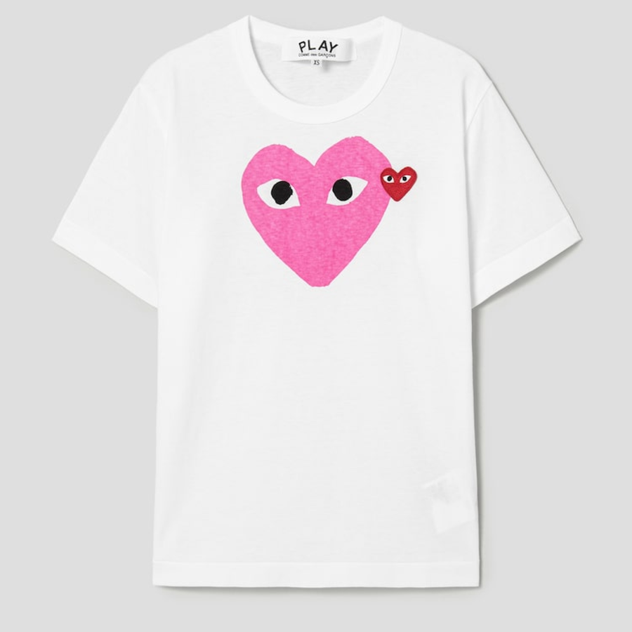 Pink Wappen Pastel Heart Print T-Shirt — White