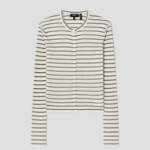 Theory Women Neo Sag Harbor Crop Stripe Cardigan - Light Parchment Multi
