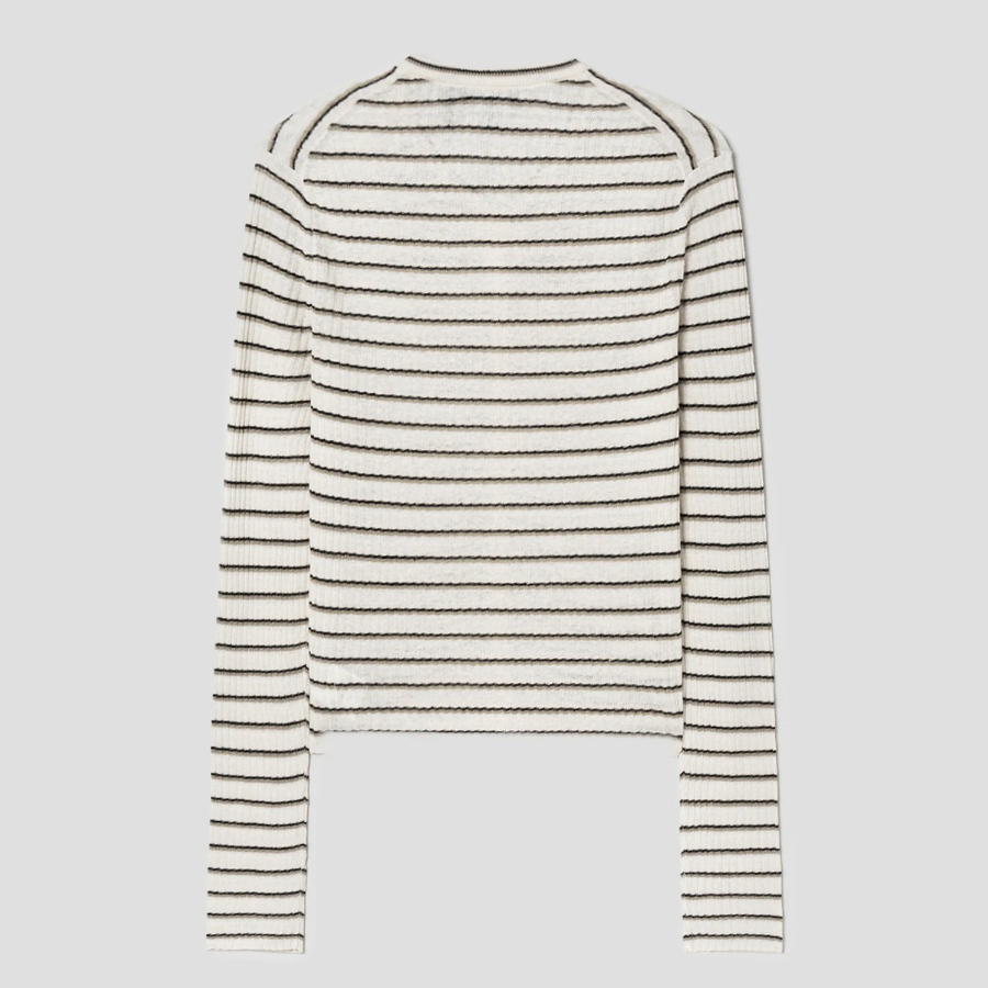 Theory Women Neo Sag Harbor Crop Stripe Cardigan - Light Parchment Multi