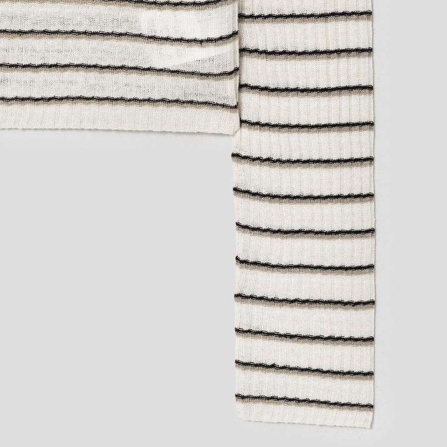 Theory Women Neo Sag Harbor Crop Stripe Cardigan - Light Parchment Multi