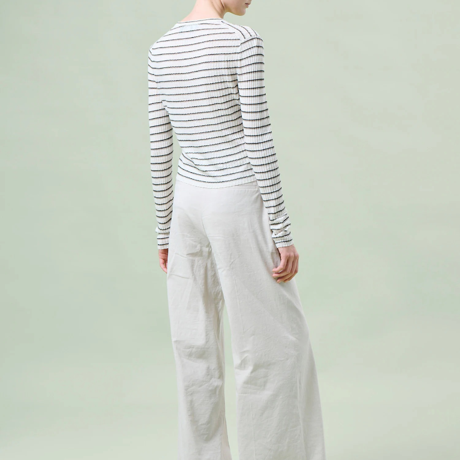 Theory Women Neo Sag Harbor Crop Stripe Cardigan - Light Parchment Multi