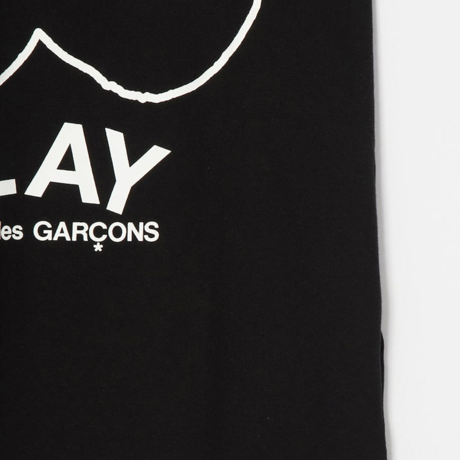 Upside Down White Heart Sketch T-Shirt — Black