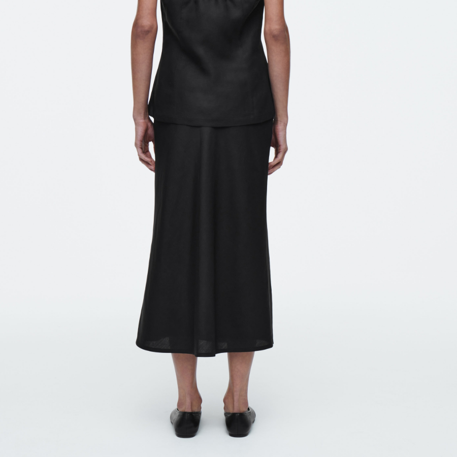 COS Linen Blend Midi Column Skirt – Black