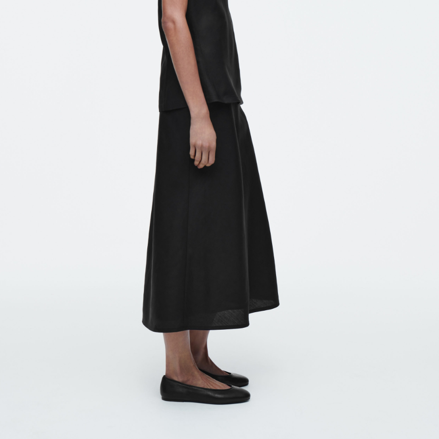 COS Linen Blend Midi Column Skirt – Black