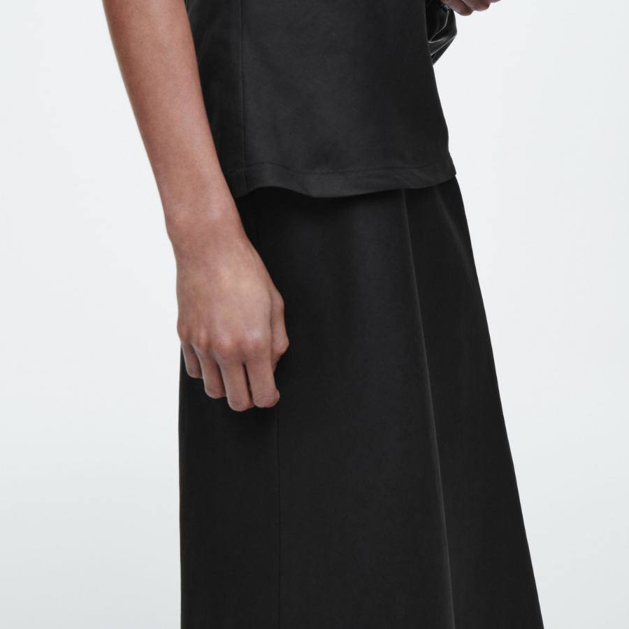 COS Linen Blend Midi Column Skirt – Black