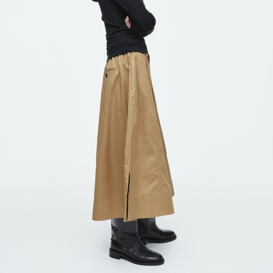 COS Drawstring A-Line Midi Skirt – Dark Beige