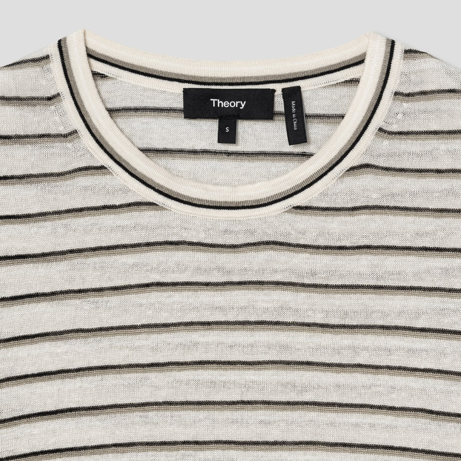 Theory Women Neo Sag Harbor Boyfriend Stripe Tee - Light Parchment Multi