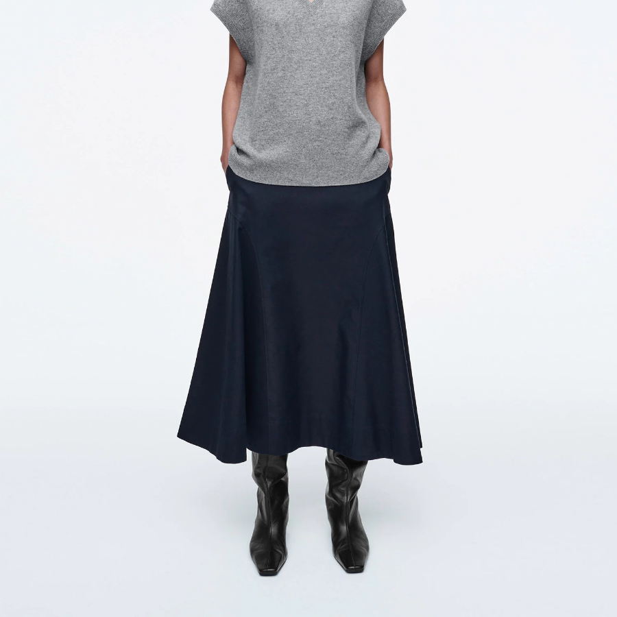 COS Round Midi Skirt – Navy