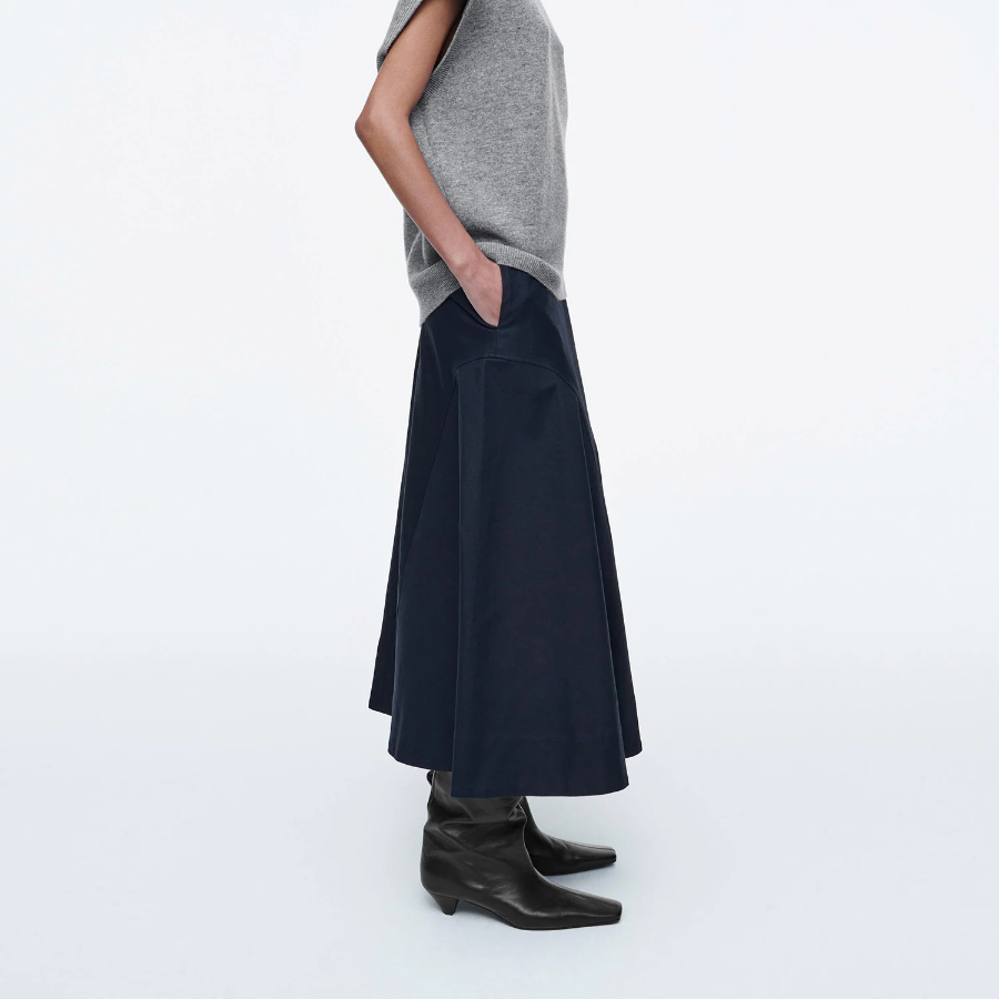 COS Round Midi Skirt – Navy