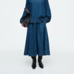 COS Elastic Denim Midi Skirt – Blue