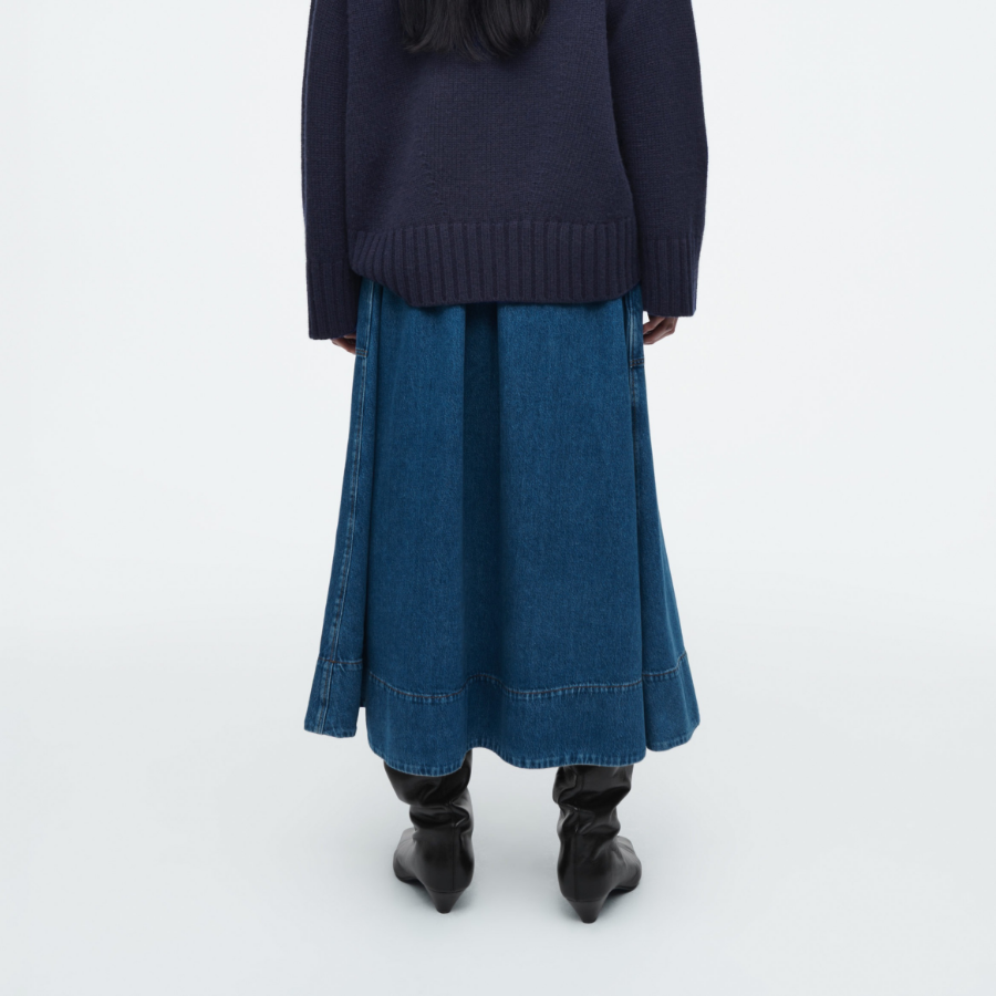 COS Elastic Denim Midi Skirt – Blue