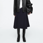 COS Panel Wool Midi Skirt – Navy