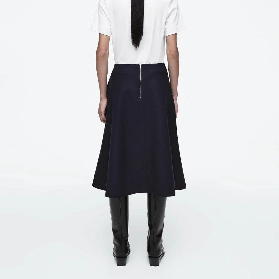 COS Panel Wool Midi Skirt – Navy