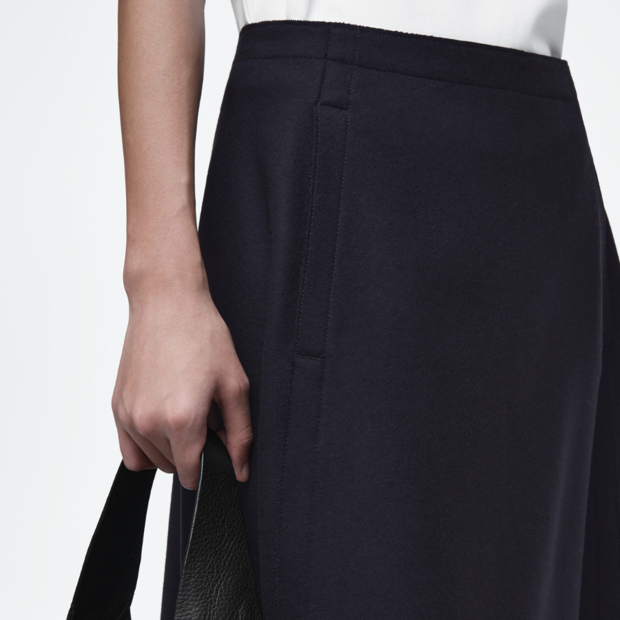 COS Panel Wool Midi Skirt – Navy