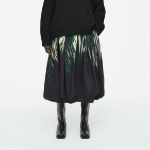 COS Printed Bubble Hem Midi Skirt – Black / Printed