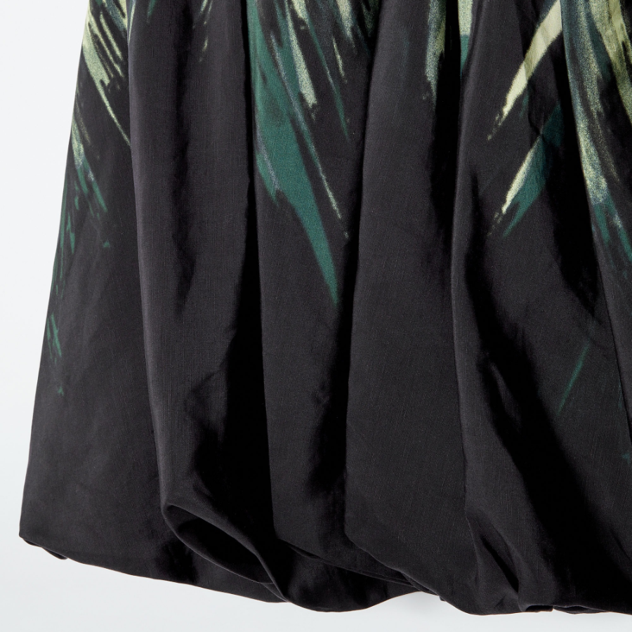 COS Printed Bubble Hem Midi Skirt – Black / Printed