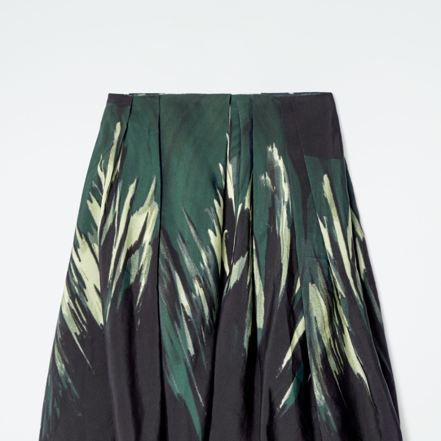 COS Printed Bubble Hem Midi Skirt – Black / Printed