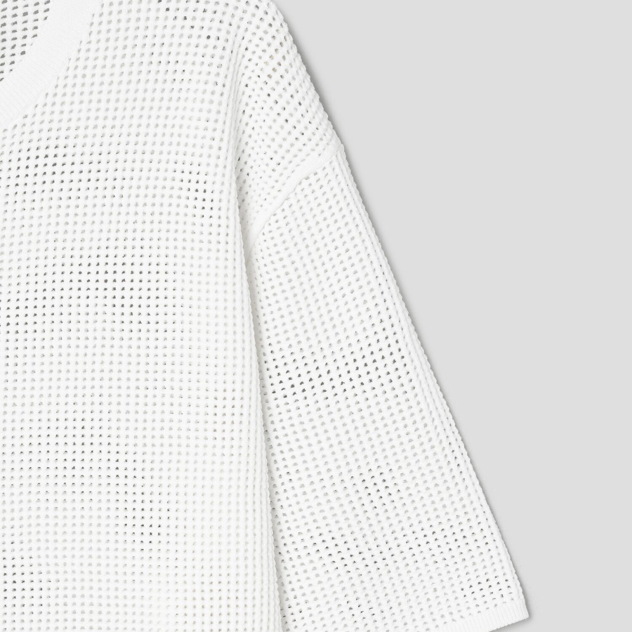 Theory Women Compact Crepe Pointelle Tee - White