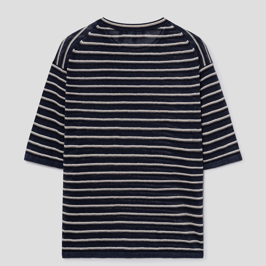 Theory Women Neo Sag Harbor Boyfriend Stripe Tee - Nocturne Navy Multi