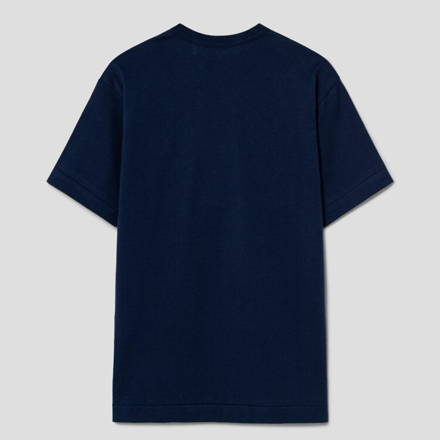 White Heart Print PLAY Logo T-Shirt — Navy