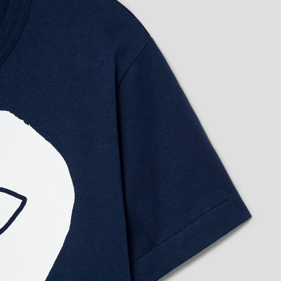 White Heart Print PLAY Logo T-Shirt — Navy