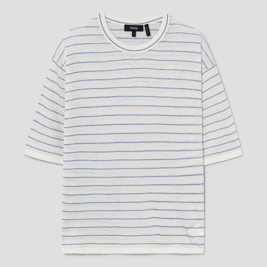 Theory Women Neo Sag Harbor Boyfriend Stripe Tee - Bone Multi