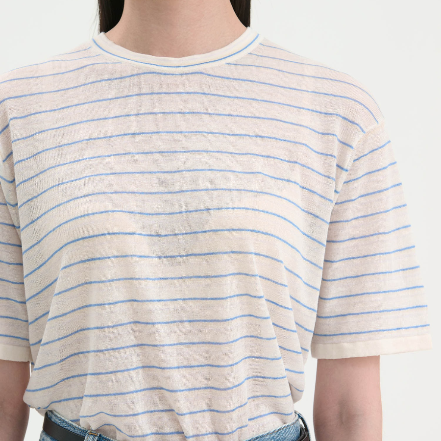 Theory Women Neo Sag Harbor Boyfriend Stripe Tee - Bone Multi