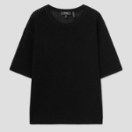 Theory Women Compact Crepe Pointelle Tee - Black