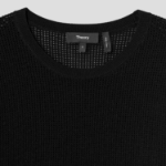 Theory Women Compact Crepe Pointelle Tee - Black