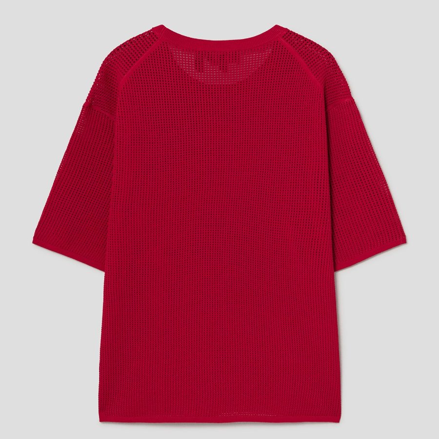 Theory Women Compact Crepe Pointelle Tee - Cherry