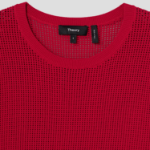 Theory Women Compact Crepe Pointelle Tee - Cherry