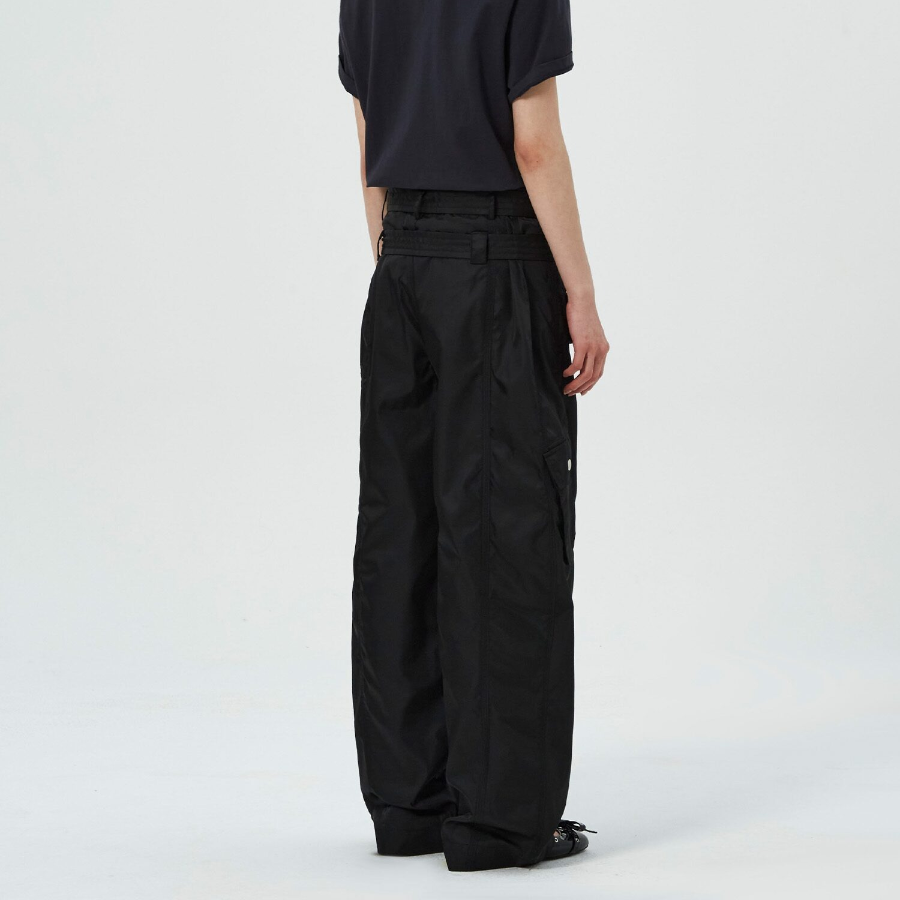 GANNI Duchesse Nylon Pocket Pant - Black