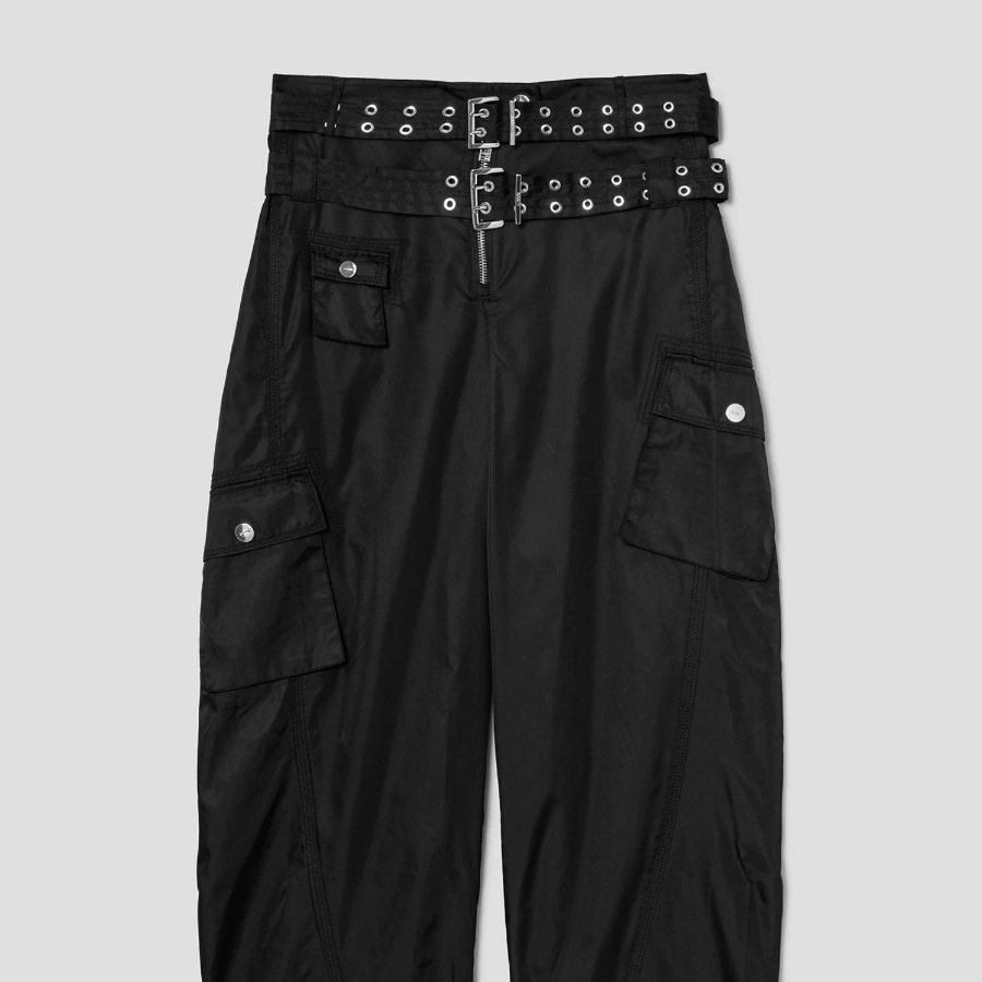 GANNI Duchesse Nylon Pocket Pant - Black