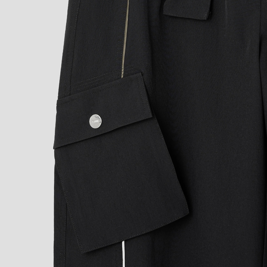 GANNI Stretch Shell Elasticated Cargo Pants - Black