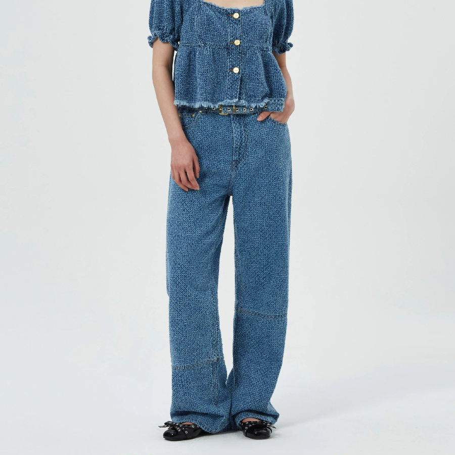 GANNI Fluffy Denim Izey Belt - Blue