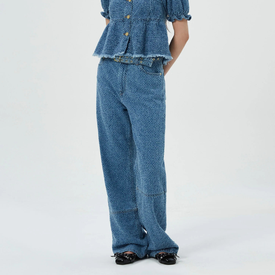 GANNI Fluffy Denim Izey Belt - Blue