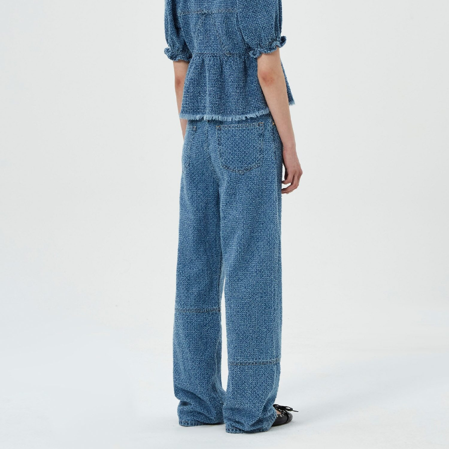 GANNI Fluffy Denim Izey Belt - Blue