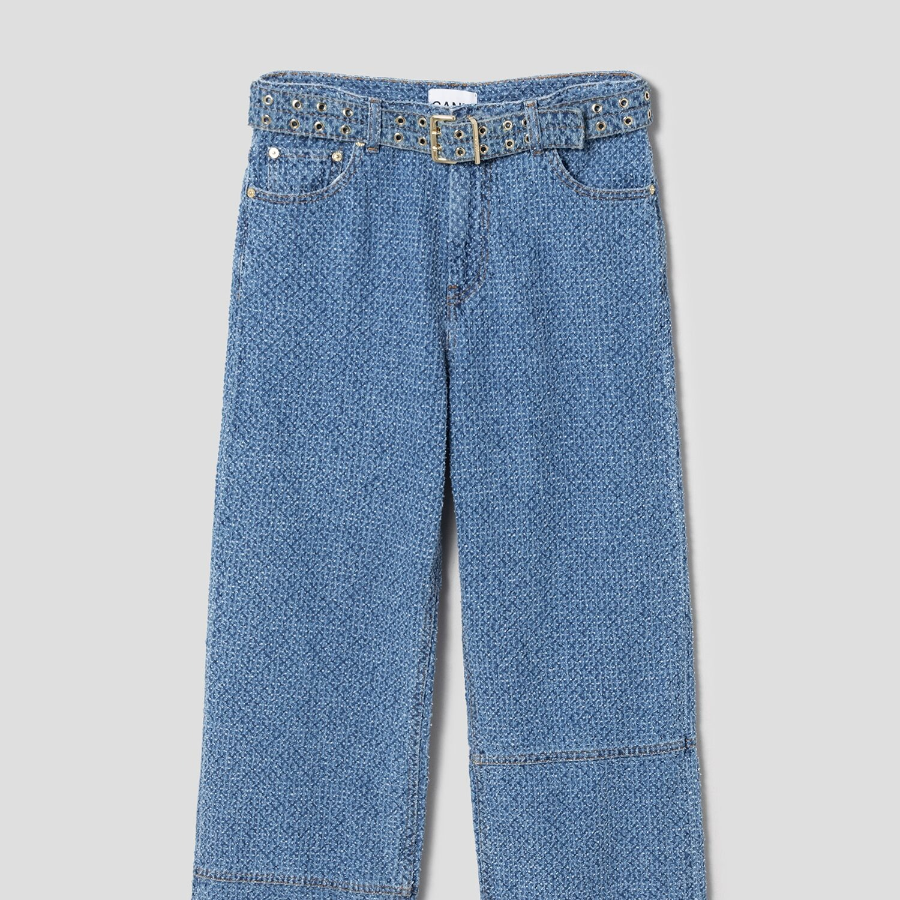 GANNI Fluffy Denim Izey Belt - Blue