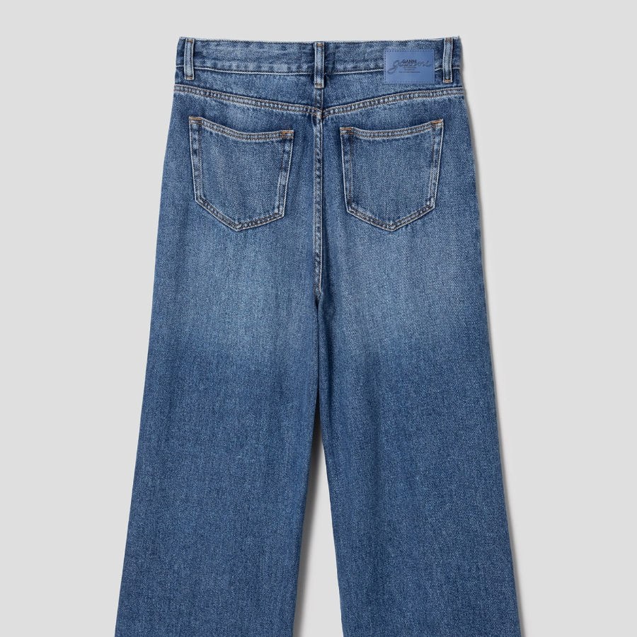 GANNI Light Denim Pleated Jeans - Blue