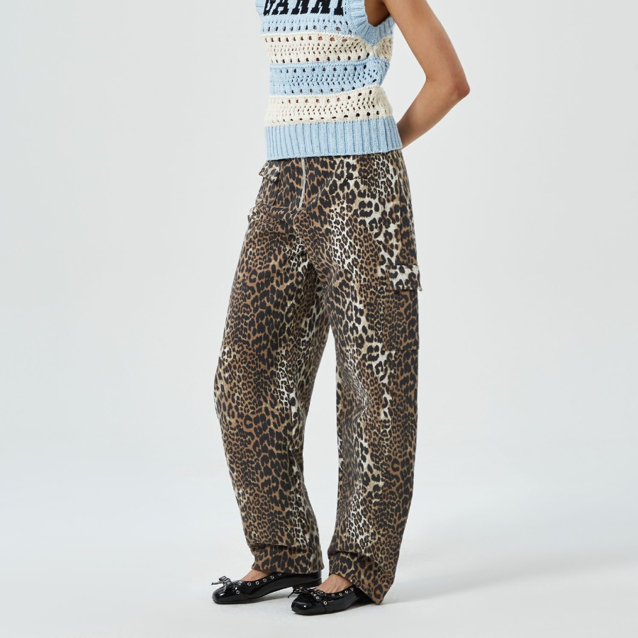 GANNI Heavy Fleece Pants - Leopard