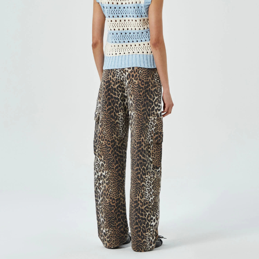 GANNI Heavy Fleece Pants - Leopard