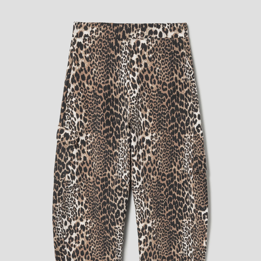 GANNI Heavy Fleece Pants - Leopard