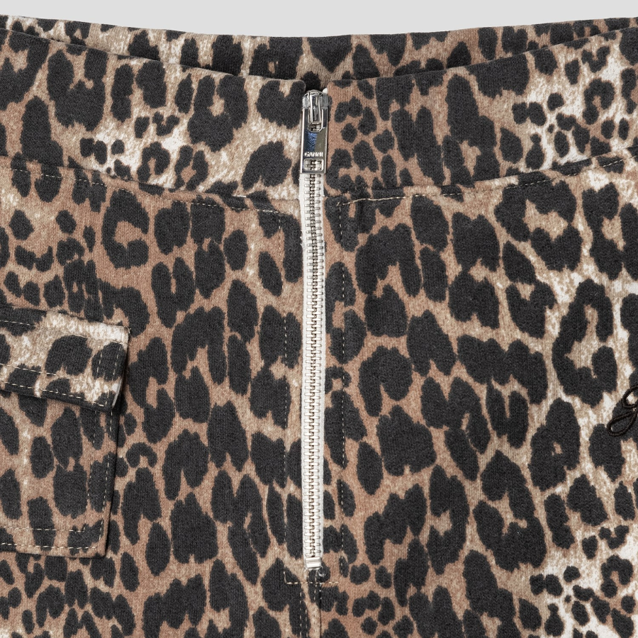 GANNI Heavy Fleece Pants - Leopard