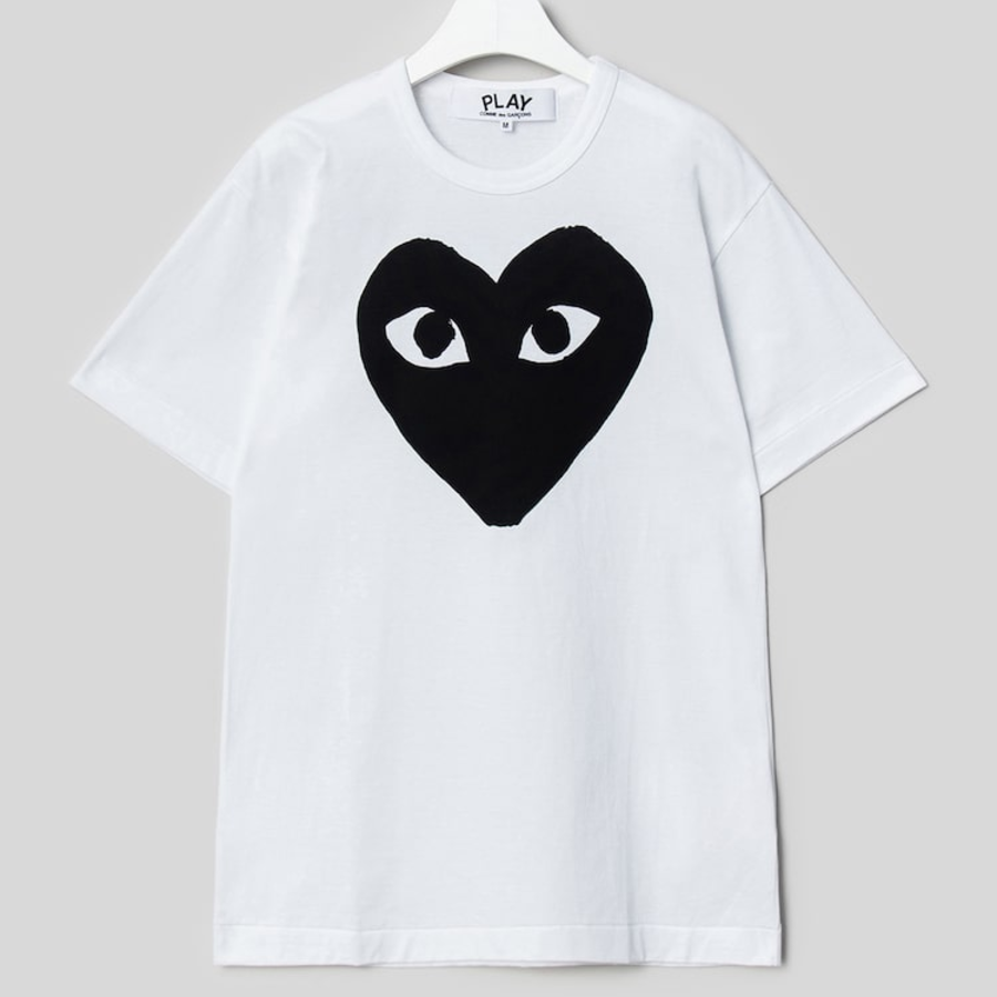 Black Heart Print T-shirt — White