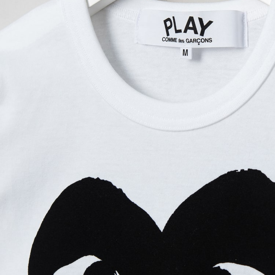 Black Heart Print T-shirt — White