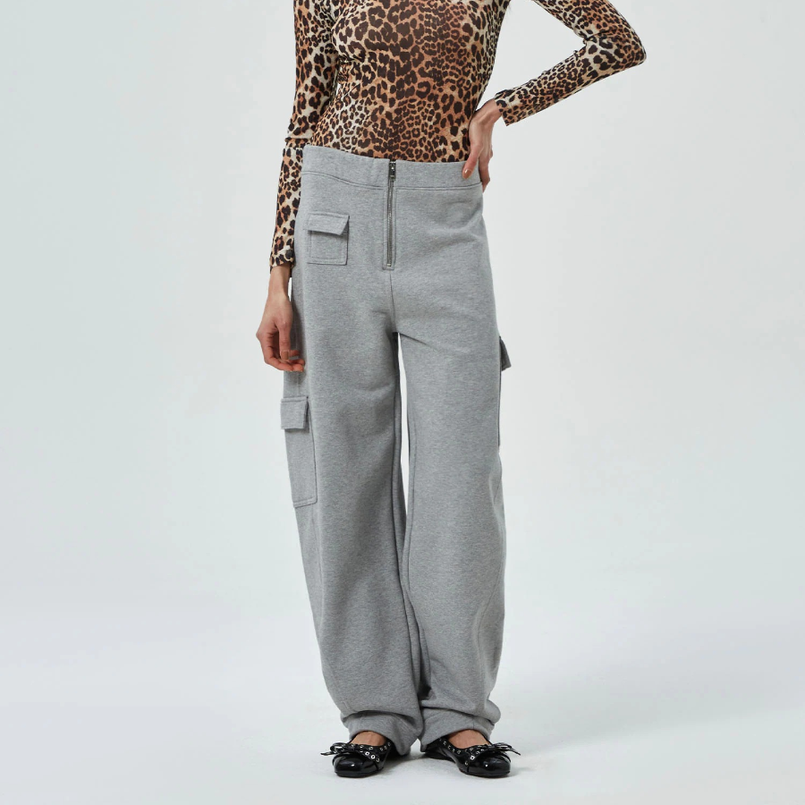 GANNI Heavy Terry Curved Pants - Paloma Melange